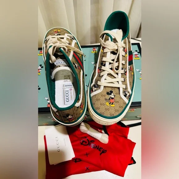 Gucci Disney Mickey Tennis 1977 GG Print Men’s Sneakers Size 9+US / UK 8.5